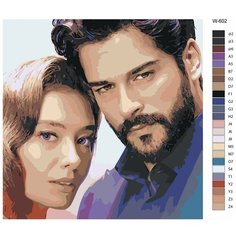 Картина по номерам W-602 "Турецкий сериал - Чёрная любовь. Бурак Озчивит - Кемаль Сойдере и Неслихан Атагюль - Нихан Сойдере" 70х70 Brushes Paints