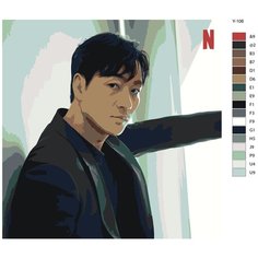 Картина по номерам Y-106 "Пак Хэсу(Игрок 218)-Игра в Кальмара" 80x80 Brushes Paints