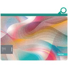 Папка-конверт на молнии Berlingo "Waves", 180мкм, с рисунком, с эффектом блесток (арт. 334651)