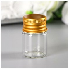 Декор для творчества стекло "Баночка с крышкой" золото, 5,5 мл, 3х2,2х2,2 см Noname