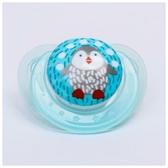 Соска-пустышка ортодонтическая, силикон, от 3 мес, «Пингвин», цвет голубой