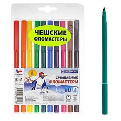 Фломастеры 10 цветов, 1.8 мм Centropen Washable, смываемые, европодвес, линия 1.0 мм, 1 набор