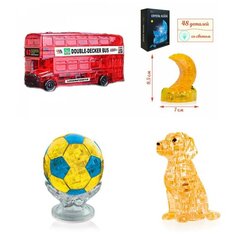 Игрушка новогодний Головоломка комплект новогодний 4 пазла Идеи подарков классу Новый год Автобус, Месяц, Футбольный мяч, Собачка Iq Toy