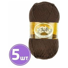 Пряжа полушерсть Adelia Аделия JAKE CLASSIC классическая тонкая, шерсть/нейлон, цвет №09 Темно-коричневый 5 шт, 410 м