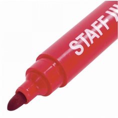 Маркер перманентный нестираемый STAFF "Basic", красный, круглый наконечник, 2,5 мм