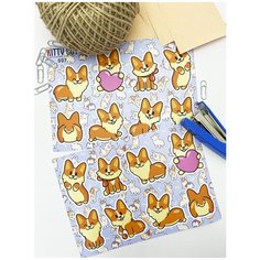Стикерпак Kitty Cut / "Собачки Корги" / "Dogs Corgi" / 21х15см (2шт) / Стикеры на телефон, ноутбук, тетрадь, мебель / Идея подарка / SP007