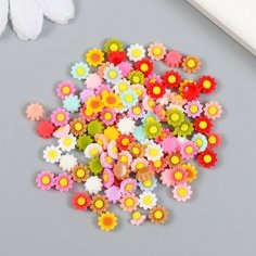 Декор для творчества пластик "Герберы цветные" набор 100 шт микс 0,6х0,6 см Арт Узор