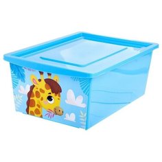 Ящик для игрушек, с крышкой, «Веселый зоопарк», объём 30 л, цвет голубой Solomon