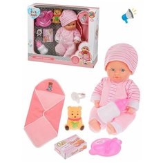 Игр. наб. Мой малыш, в компл. кукла озвуч, пьет, писает, предм. 7шт, эл. пит. AG13*3шт. вх. в компл, кор. Наша Игрушка