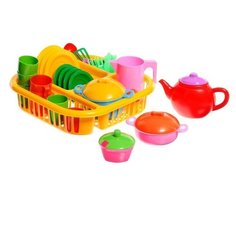 Zarrin Toys Набор посуды в корзине, 42 предмета, цвет жёлтый