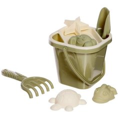 Песочный набор Полынь, 8 предметов: совок, грабли, сито, ведерко, 4 формочки Lalababy