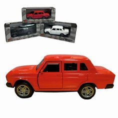 Игрушка металлическая инерционная машинка Лада ВАЗ 2107 Жигули 1:32, свет, звук на батарейках, открываются передние двери Zhorya