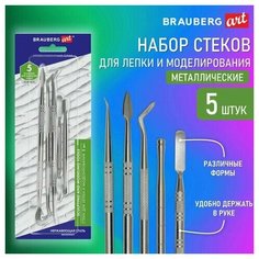 Стеки для лепки и моделирования металлические набор 5 шт, BRAUBERG ART CLASSIC, 271172