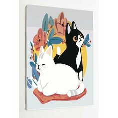 Картина по номерам на стену 40х40 "Котики, кошки" Раскрасим сами