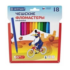 Фломастеры 18 цветов CENTROPEN "Пингвины", смываемые, вентилируемый колпачок, 7790/18ET, 7 7790 1886