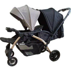 Прогулочная коляска для двойни Luxmom 3102 "Лицом вперед", коричневый ПА