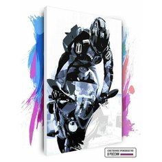 Картина по номерам на холсте Мотоциклист арт 3, 70 х 100 см Красиво Красим