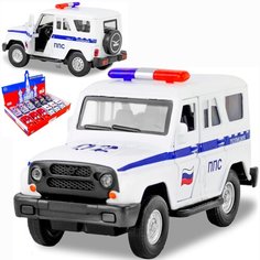 Металлическая машинка 1:32 Служебный УАЗ Hunter 12 см, свет и звук, инерционная / Белый Denco.Store