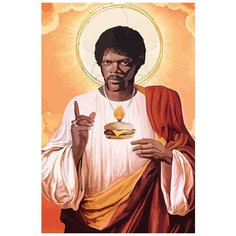 Картина по номерам на холсте Святой Джулс (Криминальное чтиво, бургер) - 8527 В 60x40