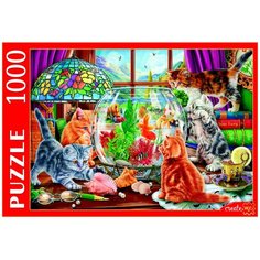 Пазл Рыжий кот Котята у аквариума (Ф1000-0753), 1000 дет., разноцветный