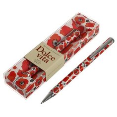 Ручка шариковая поворотная, 0.7 мм, Bruno Visconti Dolce Vita Маки, стержень синий, корпус металлический, в футляре