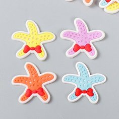 Декор для творчества резина "Морская звезда с бантиком" набор 16 шт микс 3,5х3,5 см Нет бренда