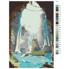 Картина по номерам U-13 "Горный водопад", 60x90 см Brushes Paints