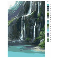 Картина по номерам U-9 "Водопад у берюзового озера", 60x90 см Brushes Paints