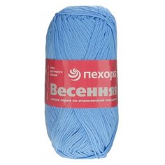 Пряжа Пехорка Весенняя, 100 % хлопок, 100 г, 250 м, 1 шт., 005 голубой