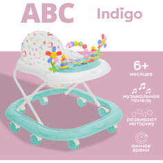 Ходунки музыкальные INDIGO ABC, с подсветкой, 8 колес, бирюзовый