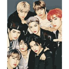 Картина по номерам на холсте с подрамником Живопись по номерам "Stray Kids Стрей Кидс: Группа 5", Раскраска 40x50 см, Знаменитости