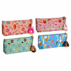 Calligrata Пенал школьный на молнии микс Сладости, с подвеской