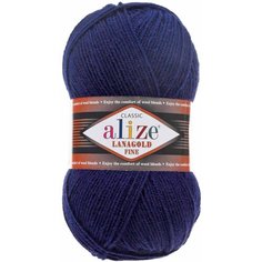 Пряжа Alize Lanagold fine темно-синий (58), 5 шт