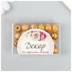 Бусины для творчества дерево в баночке "Шарики с фаской натуральные" набор 22-24 шт d=1 см Арт Узор