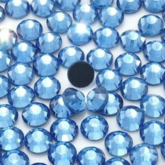 Стразы термоклеевые DMC (ДМС) ss16 (3,8 мм), Лайт Сапфир, 1440 штук, горячей фиксации, блестящие стеклянные, для украшения, дешевые стразы под утюг Blesk Ls