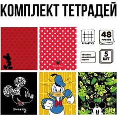 Комплект тетрадей из 5 шт "Микки", 48 листов, в клетку. Микки Маус и друзья Disney