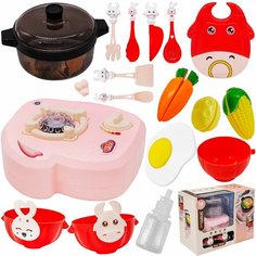 Игровой набор посуды КНР Плита, с кастрюлей, продуктами и аксессуарами, в коробке, 01В (0500933YS)