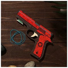 Сувенир деревянный «Резинкострел, красный гранит» + 4 резинки NO Name