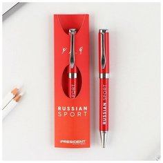 Ручка металл шариковая, синяя паста, 1 мм "Russian sport" фурнитура серебро Dreammart