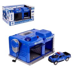 Парковка «Полицейский участок» с металлической машинкой и рацией, световые и звуковые эффекты Noname