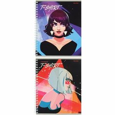 Тетрадь 96 листов в клетку на гребне "Прекрасные девушки", обложка мелованный картон, микс Проф Пресс