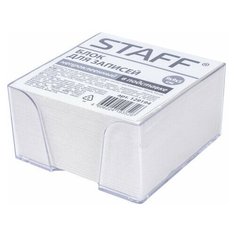 Блок-кубик для записей Staff, 90x90x50мм, белый, белизна 70-80%, прозрачный бокс (129194), 18шт.