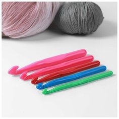 Набор крючков для вязания, d - 8/9/10/12/15 мм, 5 шт , цвет разноцветный Арт Узор