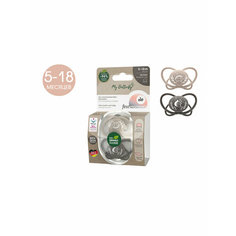 Соска-пустышка NIP серии First Moments My Butterfly, силиконовая, размер 2 (5-18 месяцев), 2шт+футляр
