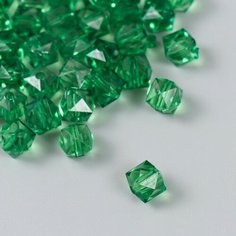Бусины пластик Кристалл многогранник, Тёмно-зелёный прозрачный набор 20 грамм 1х1х1 см , для рукоделия, плетения, вышивания Нет бренда