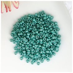 Бисер круглый 6" , размер №10, 5 грамм ( т, зелёный/металлик) , для рукоделия, плетения, вышивания Нет бренда