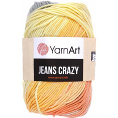 Пряжа YarnArt Jeans CRAZY желтый-оранжевый-серый батик (8210), 55%хлопок/45%акрил, 160м, 50г, 5шт