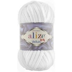 Пряжа Alize Velluto белый (55), 100%микрополиэстер, 68м, 100г, 3шт