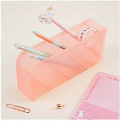 Настольная подставка MESHU, 4 отделения, пластиковая, тонированная розовая