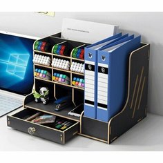 Органайзер-подставка настольный deVENTE. Magnat 33 x 26 x 26 см, МДФ, чёрный, картонная коробка Miki Market